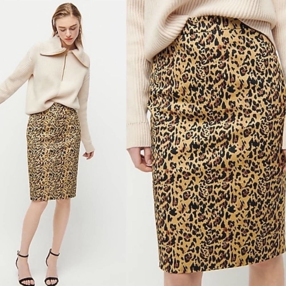J. Crew New Leopard Print No. 2 Pencil Straight Skirt Size 2